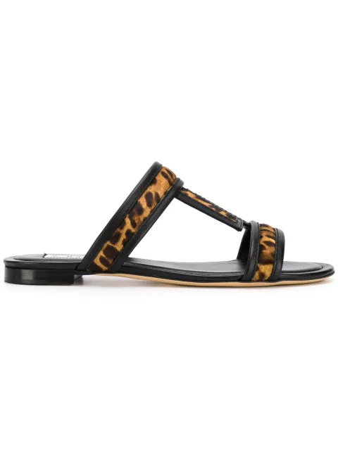 Click to view more detailed imagery on our partner's website Tod's Animal Print Haircalf And Leather Sandals In 0f90 Biscotto