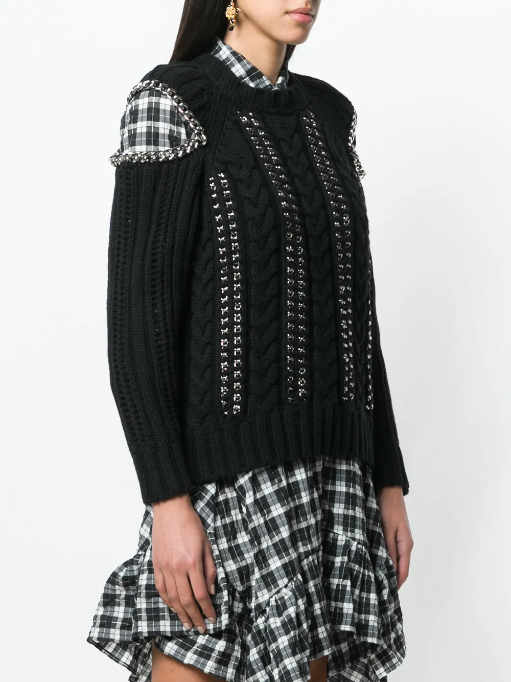 Alexander McQueen trui met open schouder en ketting detail Zwart