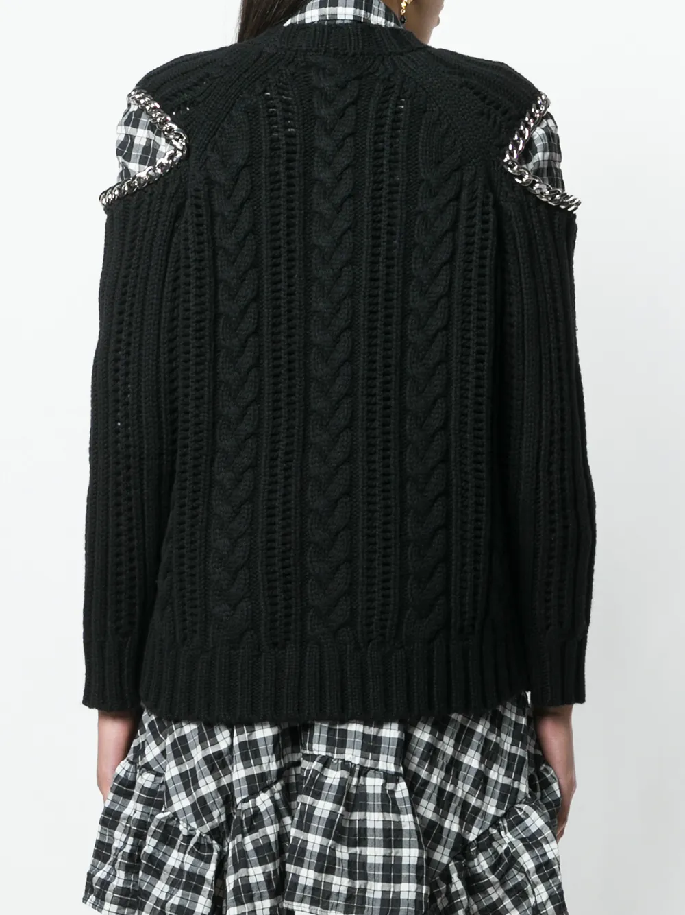 Alexander McQueen trui met open schouder en ketting detail Zwart