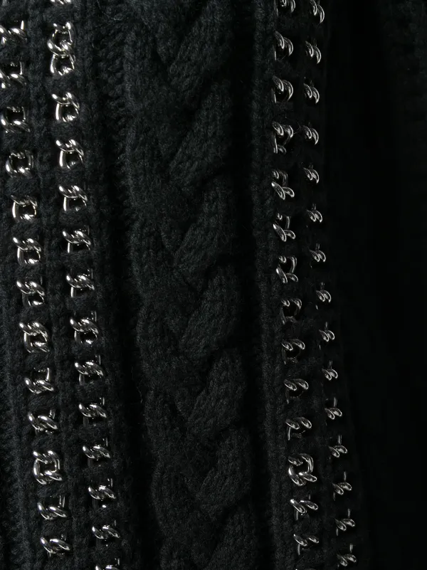 Alexander McQueen Chain Detail Cold Shoulder Sweater | Black