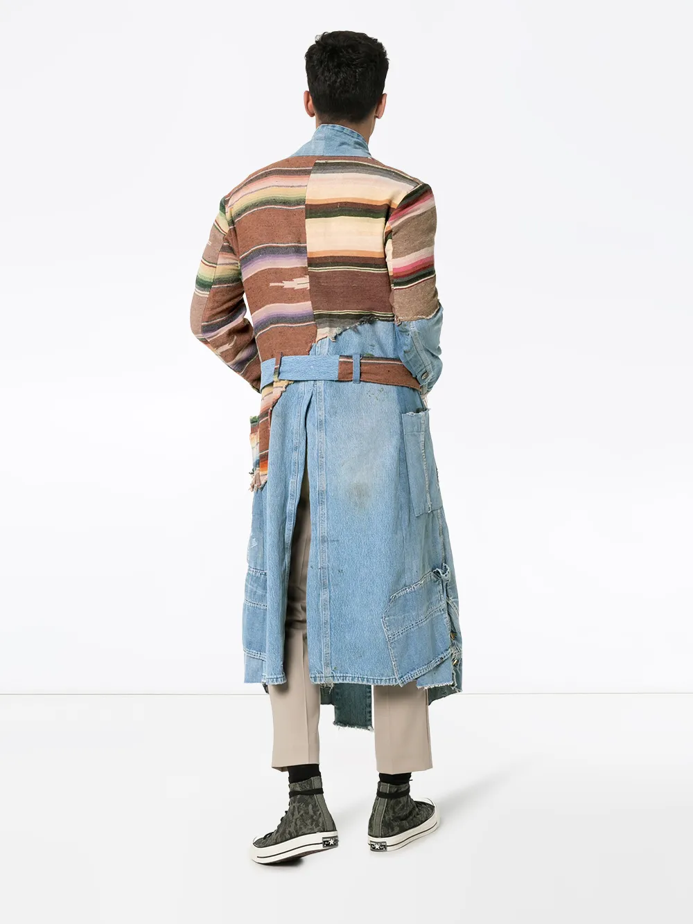 фото Greg lauren кимоно с контрастными джинсовыми вставками