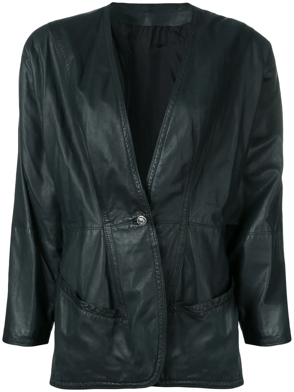 

Versace Pre-Owned chamarra de cuero 1980 - Verde