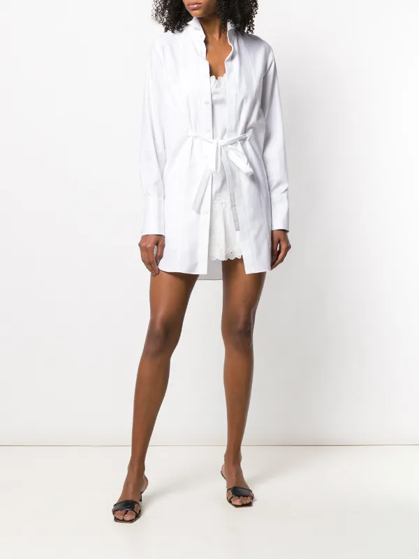 belted shirt dress white