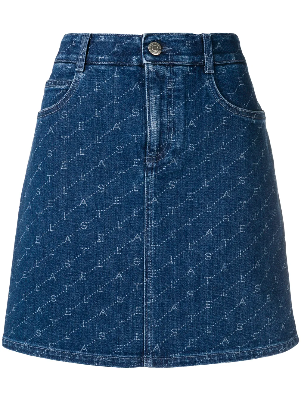 logo print denim skirt