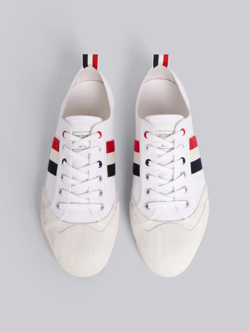 THOM BROWNE THOM BROWNE STRIPED TRIMMED SNEAKERS,MFD131B0158813576667