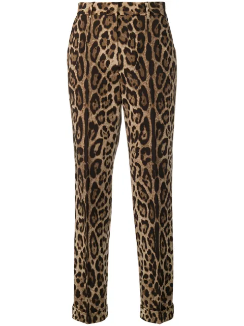 Dolce & Gabbana pantalones con estampado leopardo y raya lateral
