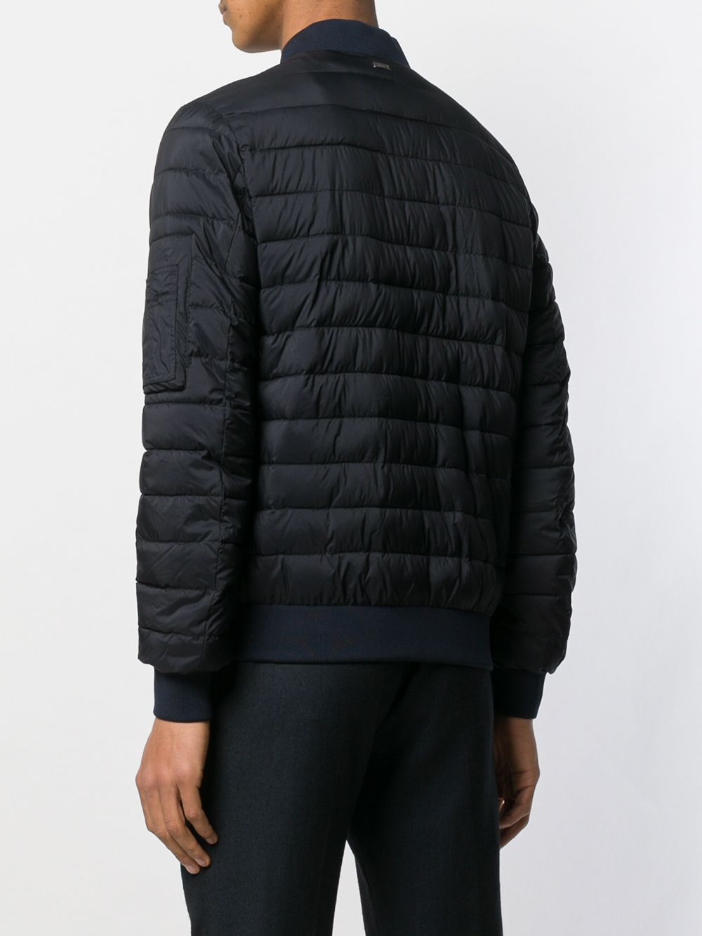 Shop Herno Padded Bomber Jacket In Blue