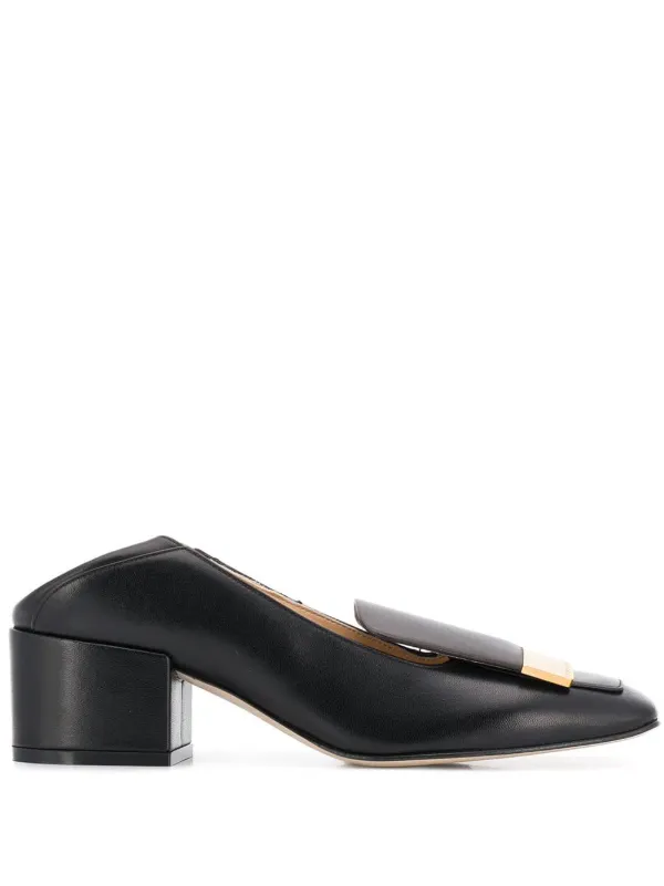 black square toe court shoes