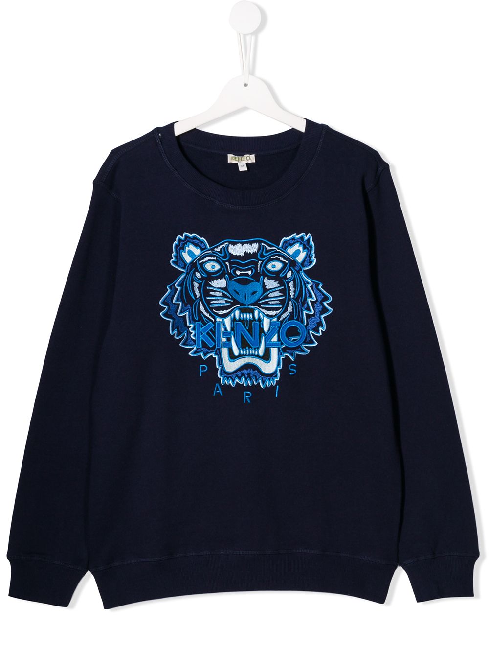 Shop Kenzo Logo Tiger Print Sweatshirt In Blue