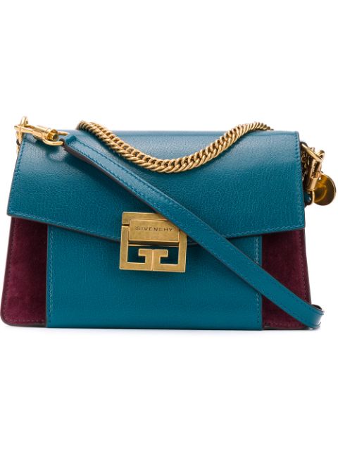 Givenchy Gv3 Small Pebbled Leather Crossbody Bag In Blue
