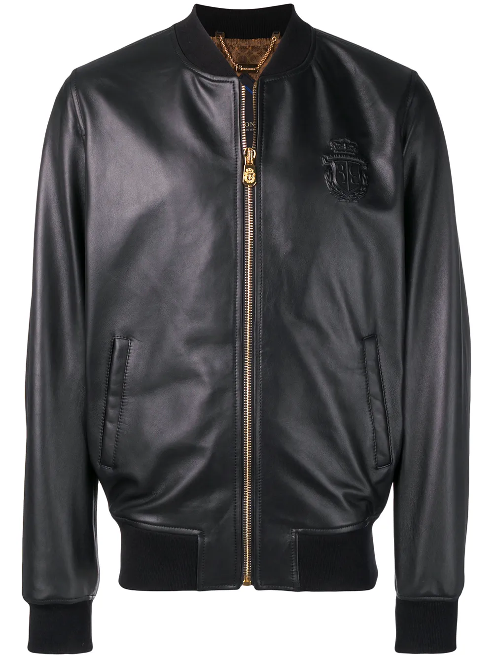 logo embossed bomber jacket