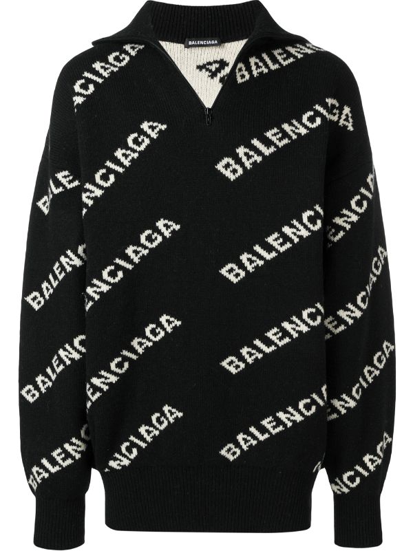 Spændende fordampning Bliv såret Balenciaga Logo Knit Zipped Jumper - Farfetch