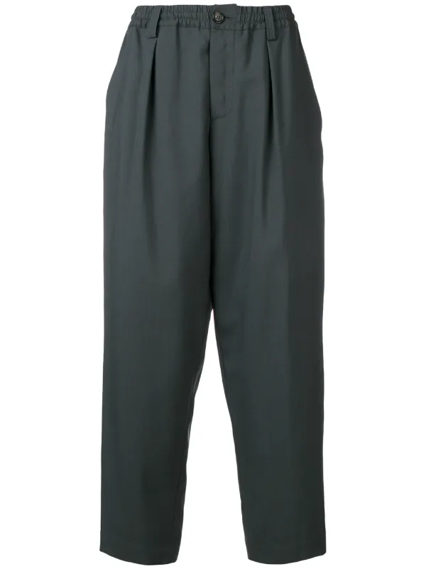 elastic waist tapered trousers