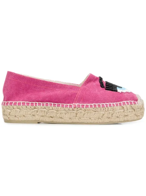Click to view more detailed imagery on our partner's website Chiara Ferragni Bead Embroidered Espadrilles In Pink
