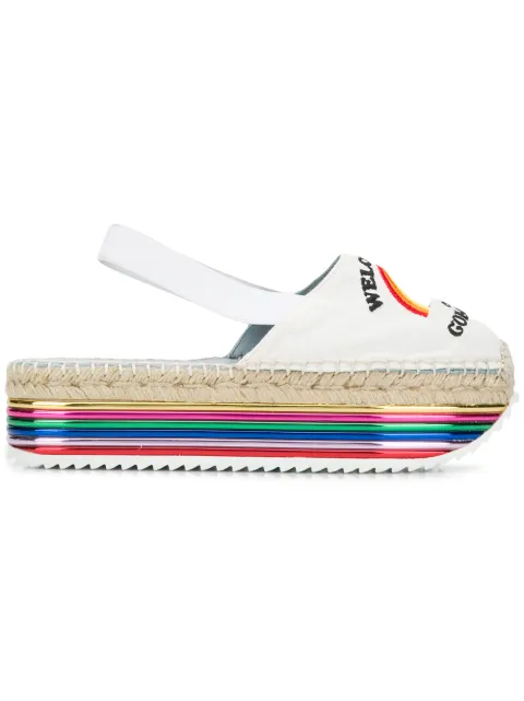 Click to view more detailed imagery on our partner's website Chiara Ferragni Rainbow Slingback Espadrilles In Neutrals