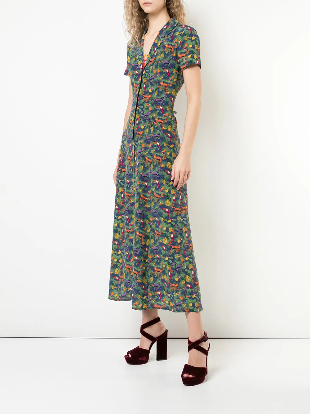 Lhd Shirt dress met vogelprint Blauw