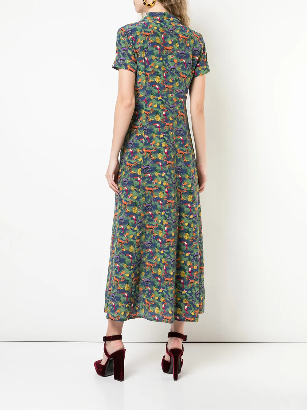 Lhd Shirt dress met vogelprint Blauw