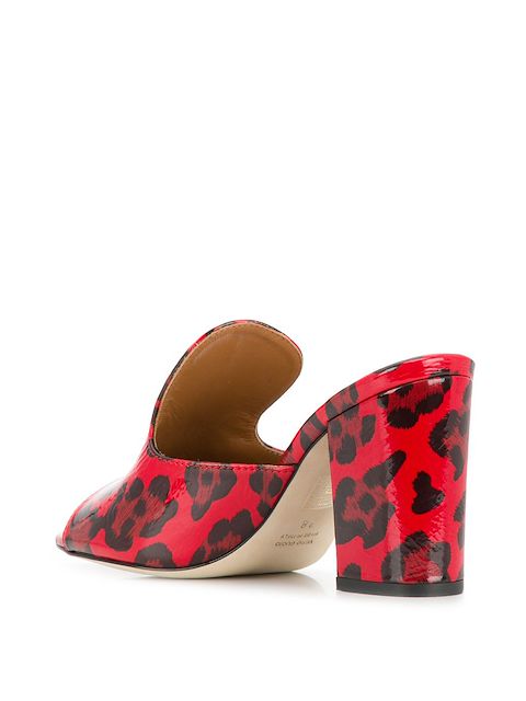 leopard block heel mules