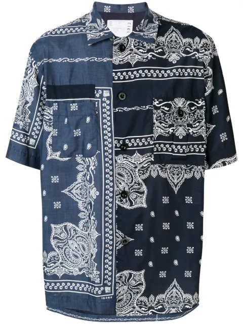 Sacai Bandana Print Shirt In Blue