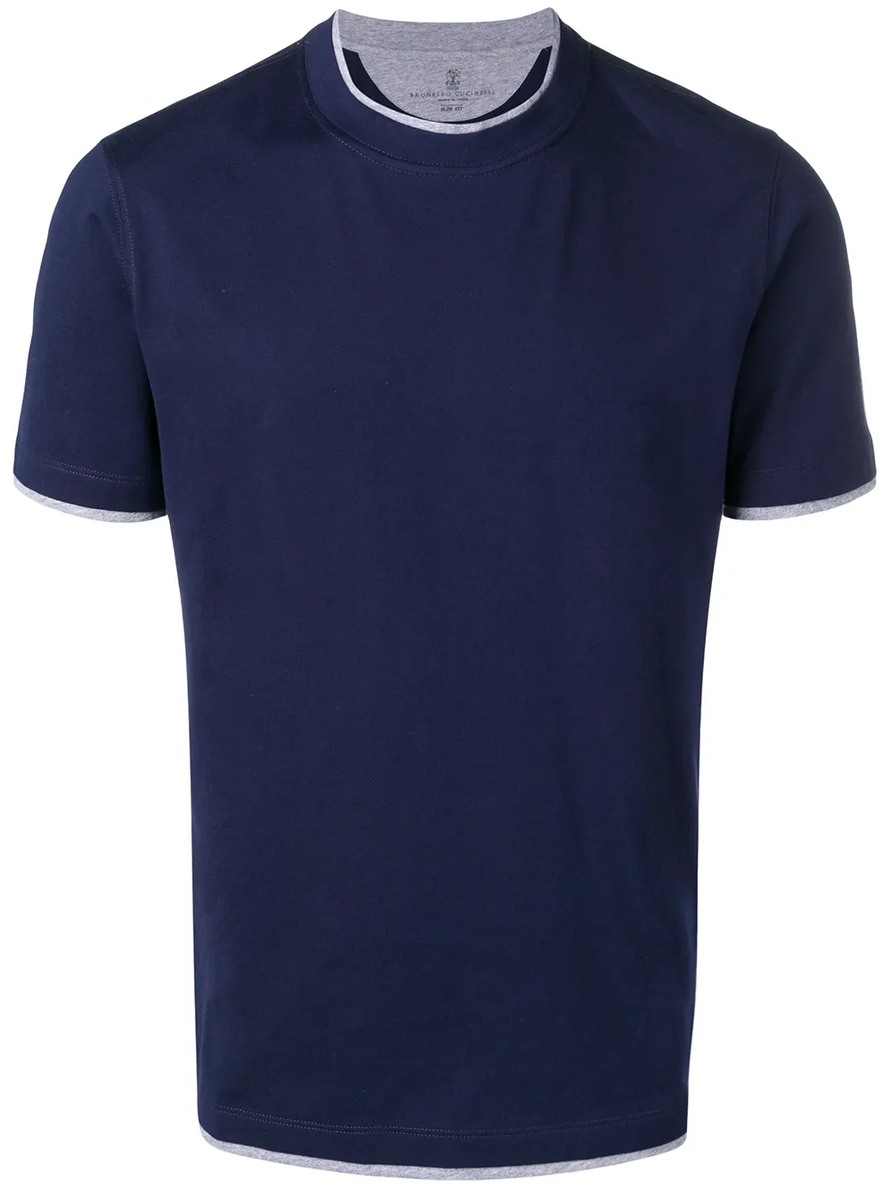 Brunello Cucinelli T-shirts BRUNELLO CUCINELLI CONTRAST TRIM T-SHIRT - BLUE