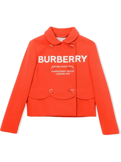Burberry Kids سترة جيرسيه بصفي أزرار وطبعة شعار