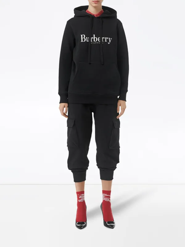 burberry embroidered logo jersey hoodie