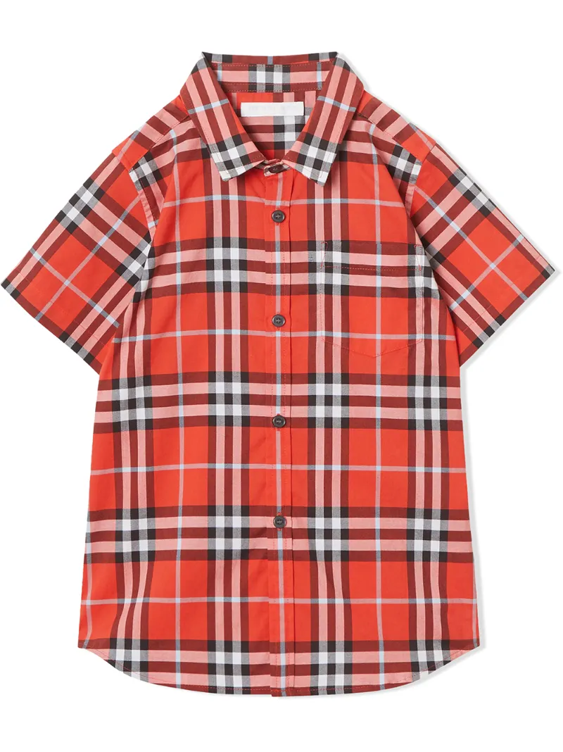 Burberry Kids рубашка в клетку с короткими рукавами