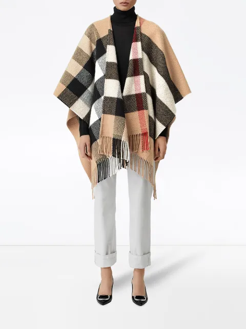 burberry check wool cashmere cape