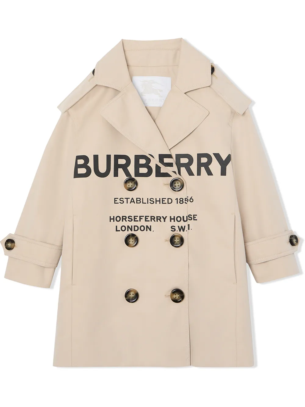horseferry print cotton gabardine trench coat