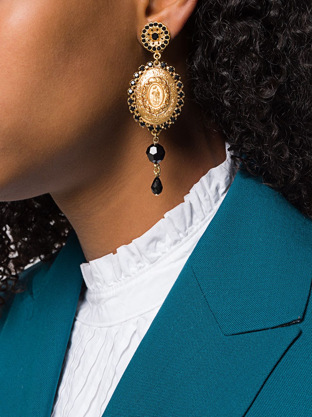 Dolce & Gabbana oorhangers met medaillon - Goud