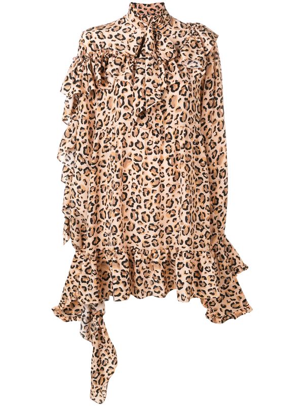 leopard print ruffle dress