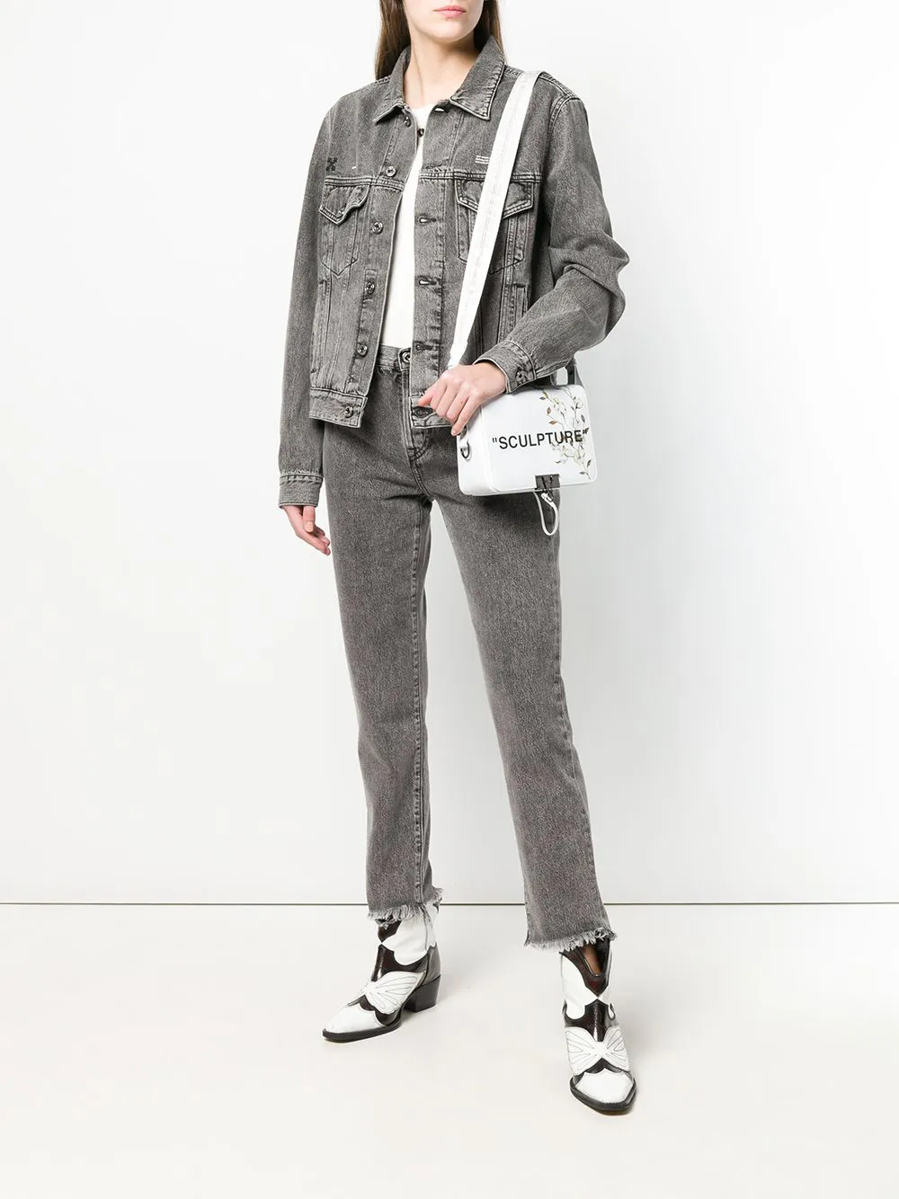 Off-White Sculpture schoudertas van katoen met bloemdessin - Wit