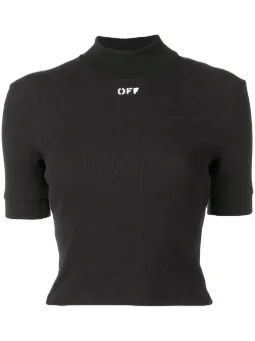 Blusa cropped de gola alta