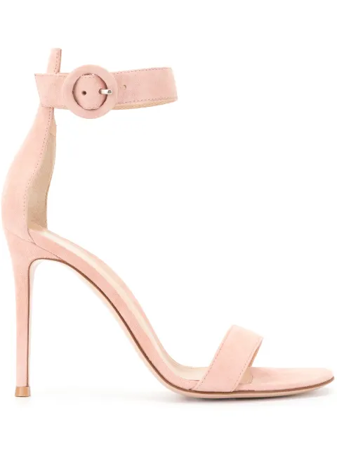 Click to view more detailed imagery on our partner's website Gianvito Rossi Portofino 105 Blush Suede Sandals In Pink