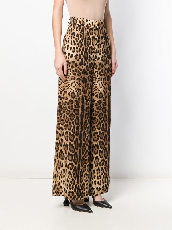 90s Dolce and Gabbana Leopard Animal Print Trousers Pants 