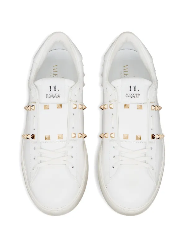 Valentino Garavani Calfskin Rockstud Untitled Sneakers | White