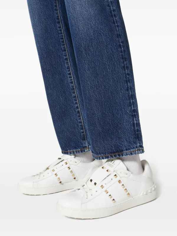 Valentino Garavani Calfskin Rockstud Untitled Sneakers | White