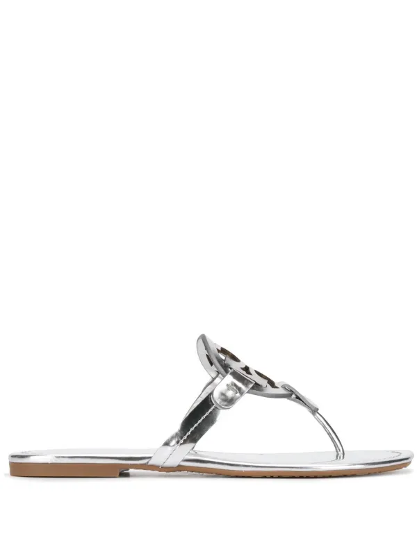 tory burch silver flip flops