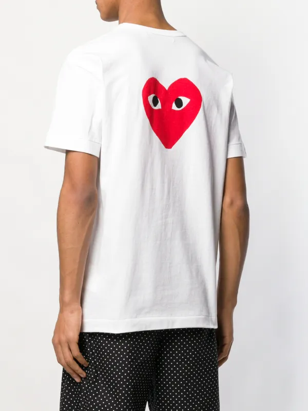 Comme Des Garçons Play Logo Heart Printed T-shirt White FARFETCH IN