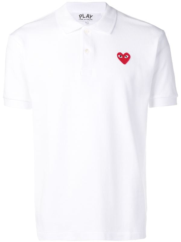 Bianco Polo con cuore ricamato Farfetch Abbigliamento Top e t-shirt T-shirt Polo 