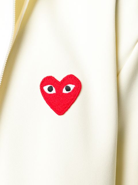 Shop Comme Des Garçons Play heart patch zip-up hoodie with Express ...