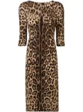 Dolce & Gabbana leopard-print midi dress - Brown