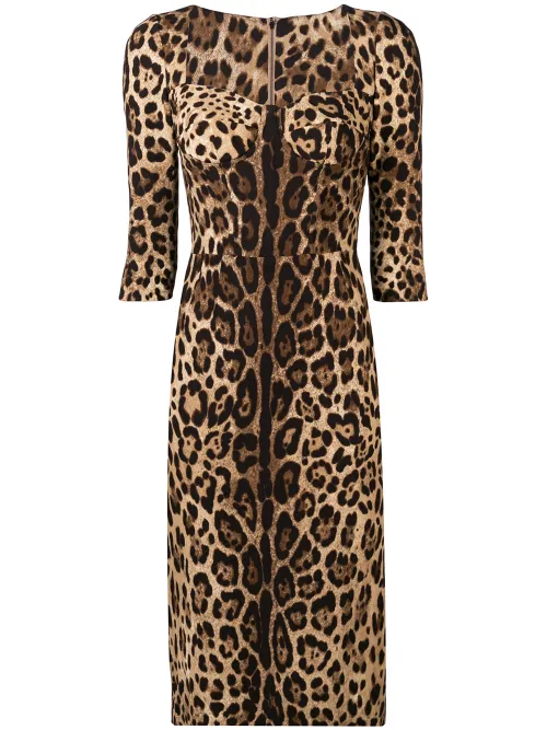 Robe à imprimé léopard - Dolce & Gabbana - Modalova