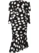 Image 1 of Dolce & Gabbana off-the-shoulder polka dot silk blend dress