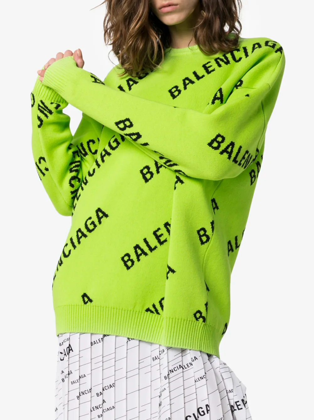 Balenciaga Trui met logo Groen