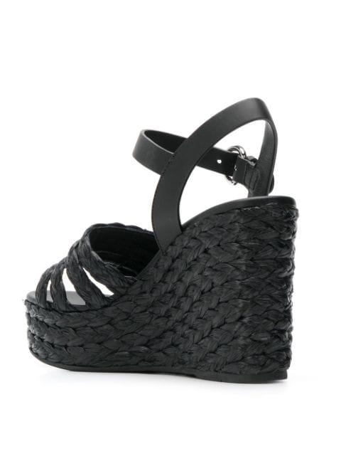 Prada Raffia Wedge Sandals | Farfetch.com