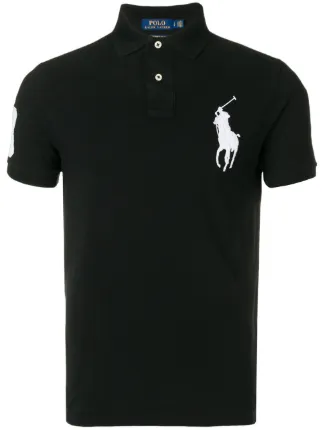 Polo Ralph Lauren Logo Embroidered Polo Shirt | Black | FARFETCH