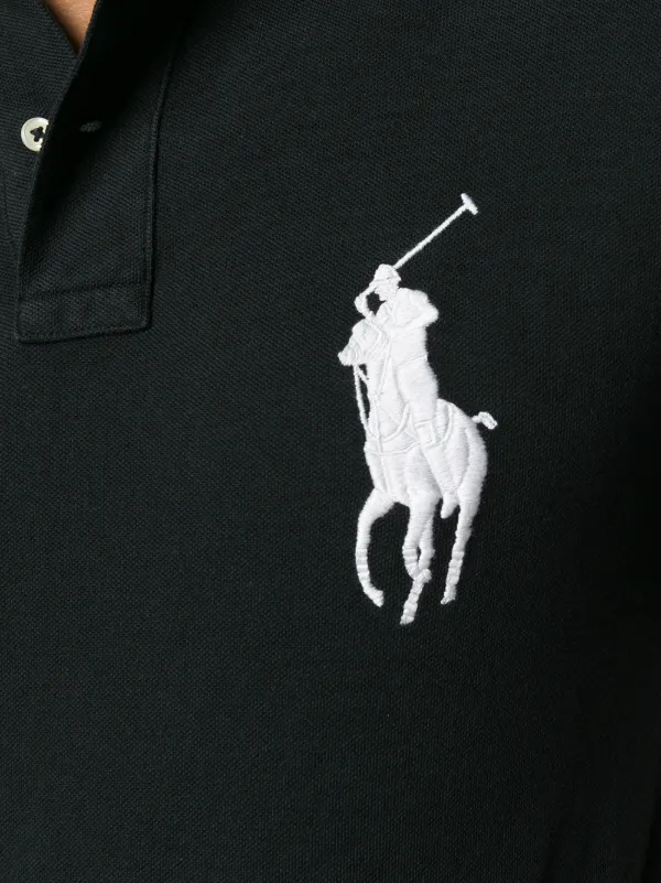 【送料&関税込】Polo Ralph Lauren Logo Embroidered Round Nec Polo Ralph Lauren embroidered-logo Polo Shirt | Black | FARFETCH