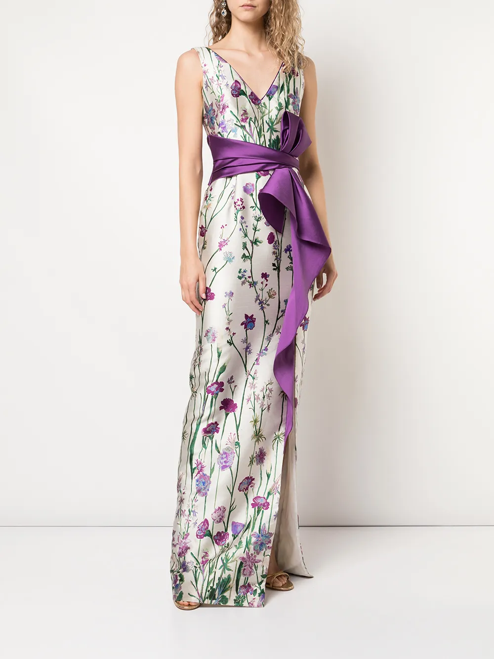фото Marchesa notte платье с бантом и цветочным принтом
