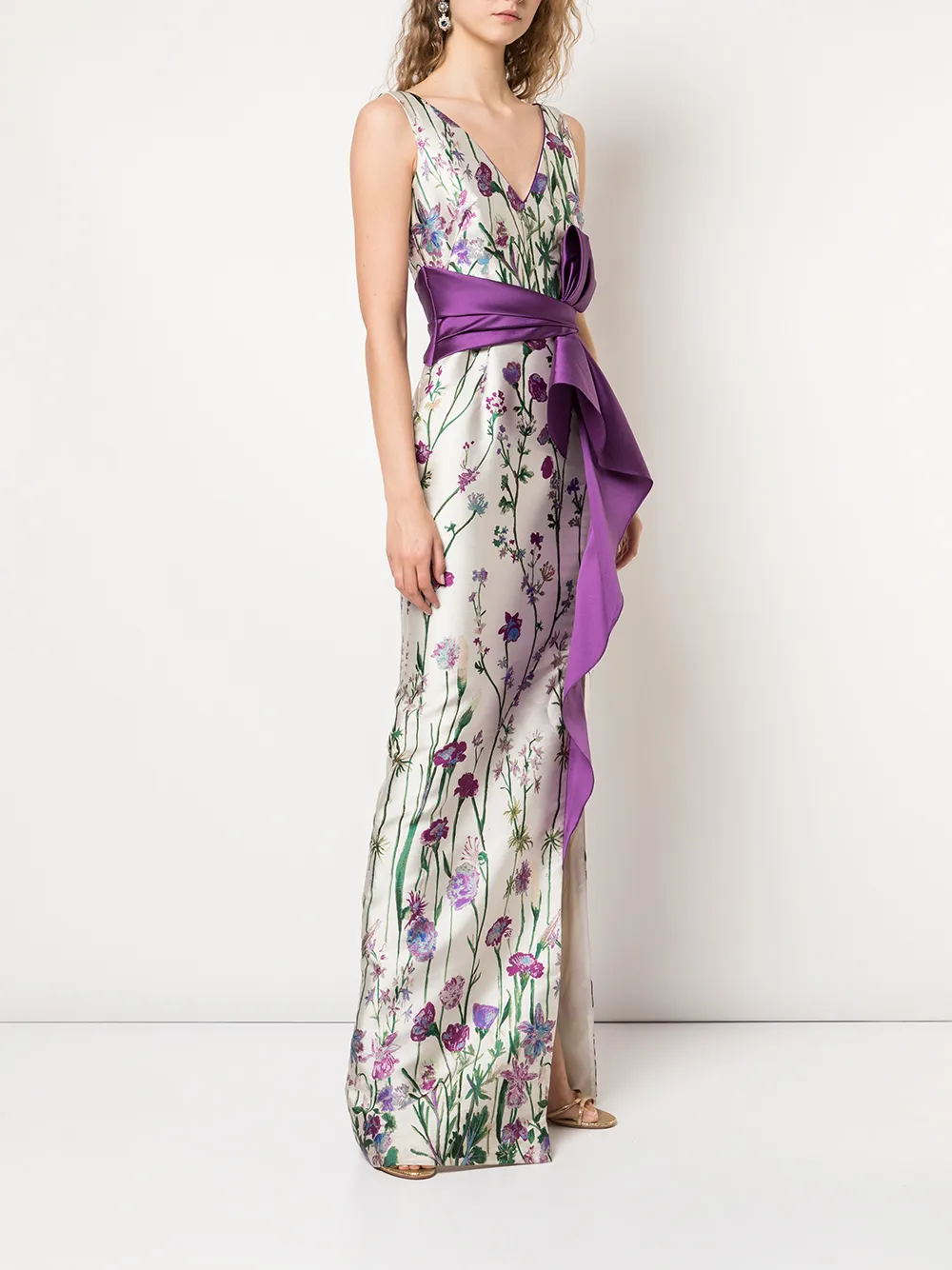 фото Marchesa notte платье с бантом и цветочным принтом